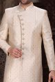 Cream Banarasi Jaquard Indo Western (NMK-6860)