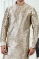 Cream Banarasi Silk Kurta Pajama (NMK-6706)