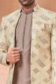 Cream Banarasi Silk Mens Jodhpuri (NMK-7263)