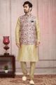 Cream Banarasi Silk Nehru Jacket (NMK-5673)