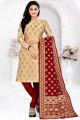 Cream Banarasi Silk Salwar Suit (NWS-6428)