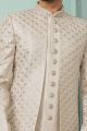 Cream Embroidered Art Silk Indo Western (NMK-7656)