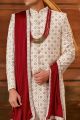 Cream Georgette Grooms Sherwani (NMK-6390)