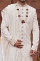 Cream Georgette Indian Sherwani for Men (NMK-7155)