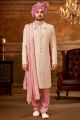 Cream Georgette Sherwani for Men (NMK-6391)