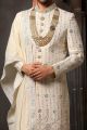 Cream Georgette Sherwani (NMK-6233)