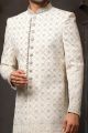 Cream Georgette Wedding Sherwani (NMK-6240)