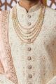 Cream Georgette Wedding Sherwani (NMK-7632)