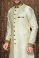 Cream Giccha Silk Indo Western Kurta (NMK-3192)