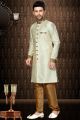 Cream Giccha Silk Indo Western Kurta (NMK-3192)