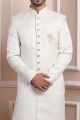 Cream Imported Jaquard Silk Indo Western (NMK-6169)