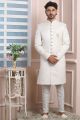 Cream Imported Jaquard Silk Indo Western (NMK-6169)