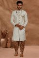 Cream Jaquard Grooms Sherwani (NMK-5776)