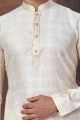 Cream Jaquard Kurta Pajama for Men (NMK-7826)