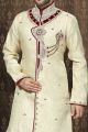 Cream Jaquard Men's Indo Western Kurta (NMK-3197)