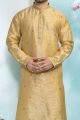 Cream Jaquard Silk Brocade Kurta Pajama (NMK-4915)