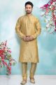 Cream Jaquard Silk Brocade Kurta Pajama (NMK-4915)