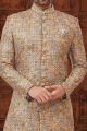 Cream Lucknowi Mens Sherwani (NMK-5911)