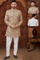 Cream Lucknowi Mens Sherwani (NMK-5911)