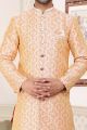 Cream Maroon Banarasi Jaquard Indo Western (NMK-6887)