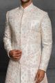 Cream Silk Embroidered Sherwani (NMK-5404 )