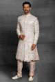 Cream Silk Embroidered Sherwani (NMK-5404 )