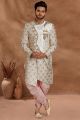 Cream Silk Indian Sherwani for Men (NMK-5787)