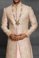 Cream Silk Wedding Sherwani (NMK-5387 )