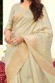 Cream Soft Tissue Zari Saree (NWSA-5898)