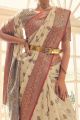 Cream Tusser Silk Saree (NWSA-5832)