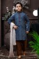 Dark Blue Cotton Boys Kurta Pajama (NKK-741)