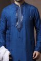 Dark Blue Silk Kurta Pajama (NMK-6042)