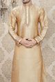 Dark Gold Art Silk Casual Kurta Pajama (NMK-2263)