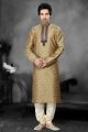 Dark Gold Jaquard Designer Kurta Pajama (NMK-2189)