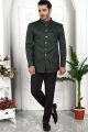 Dark Green Imported Jaquard Silk Indo Western (NMK-7219)