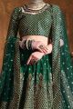 Dark Green Raw Silk Lehenga Choli (NWG-1084)