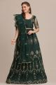 Dark Green Taffeta Silk Womens Lehenga (NWG-1146)