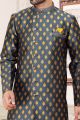 Dark Grey Banarasi Jaquard Indo Western (NMK-6889)