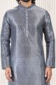 Dark Grey Banarasi Silk Casual Kurta Pajama (NMK-6725)