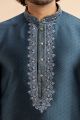 Dark Grey Jaquard Art Silk Kurta Pajama (NMK-7924)