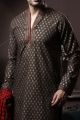 Dark Mehendi Silk Kurta Pajama (NMK-6088)