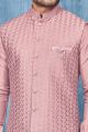 Dark Onion Pink Art Banarasi Silk Nehru Jacket (NMK-7391)