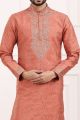 Dark Peach Art Banarasi Silk Kurta Pajama (NMK-7014)