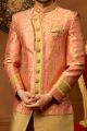 Dark Peach Jaquard Silk Brocade Indo Western (NMK-3935)