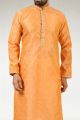 Dark Peach Jaquard Silk Brocade Kurta Pajama (NMK-5183)