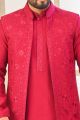 Dark Pink Art Silk Kurta Jacket (NMK-8059)