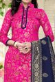 Dark Pink Banarasi Silk Salwar Suit (NWS-6374)