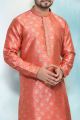 Dark Pink Jaquard Silk Brocade Kurta Pajama (NMK-4898)