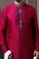 Dark Pink Silk Kurta Pyjama (NMK-6043)