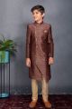 Dark Purple Banarasi Brocade Boys Sherwani (NKK-720)